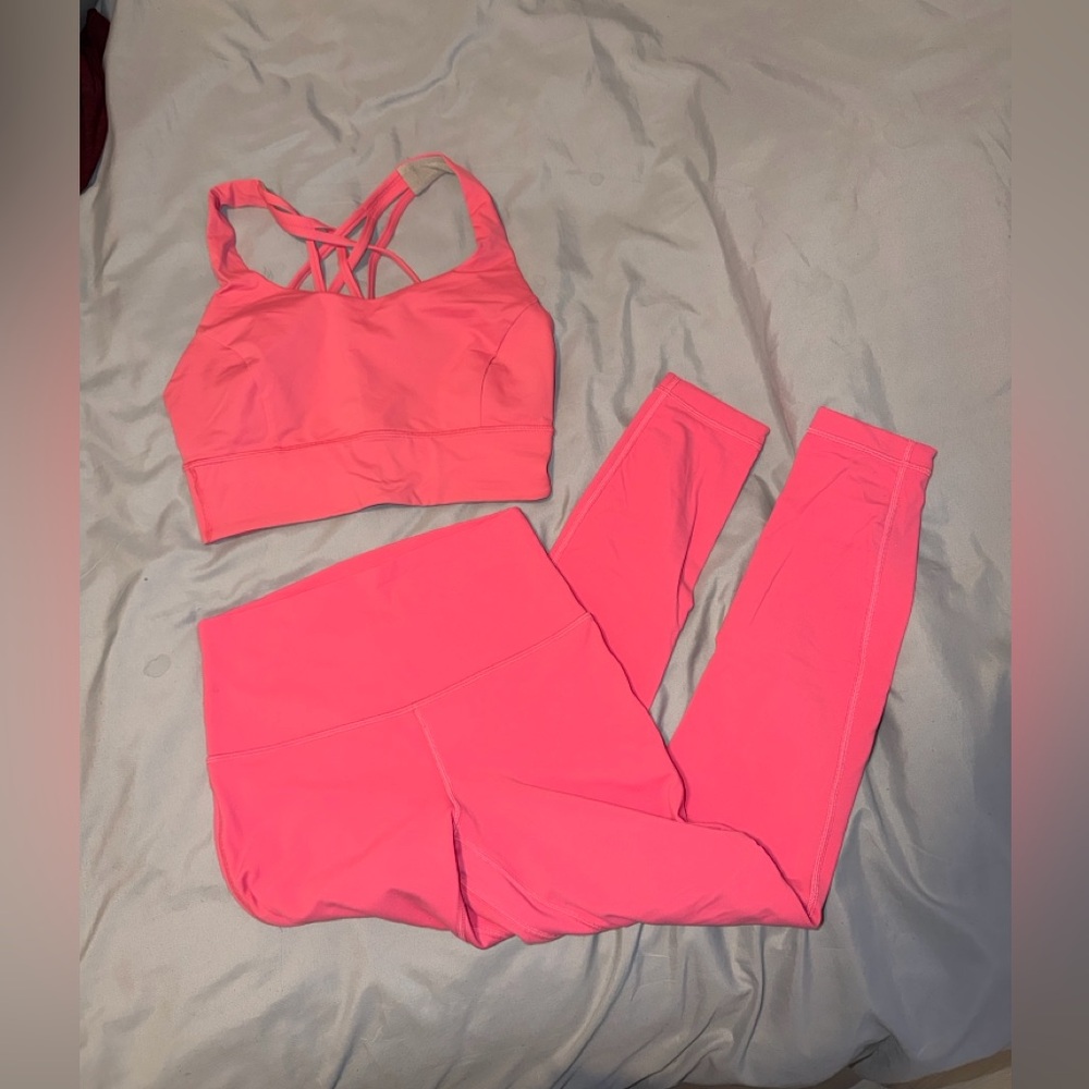 lululemon athletica Pink High-Waist Leggings & Strappy Sports Bra Set